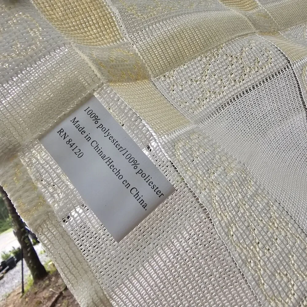 Vintage Cream & Butter Yellow Checkered Sheer Lace Valance - Cottage, Grannycore
